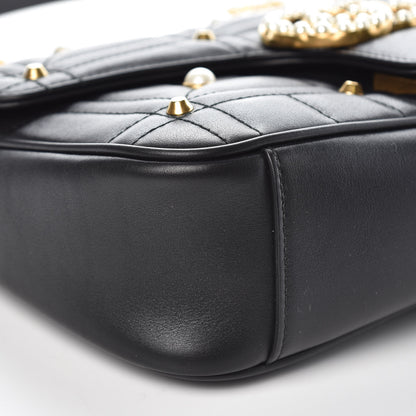 Gucci Calfskin Matelasse Studded Small Pearly GG Marmont Shoulder Bag Black 8 of 8
