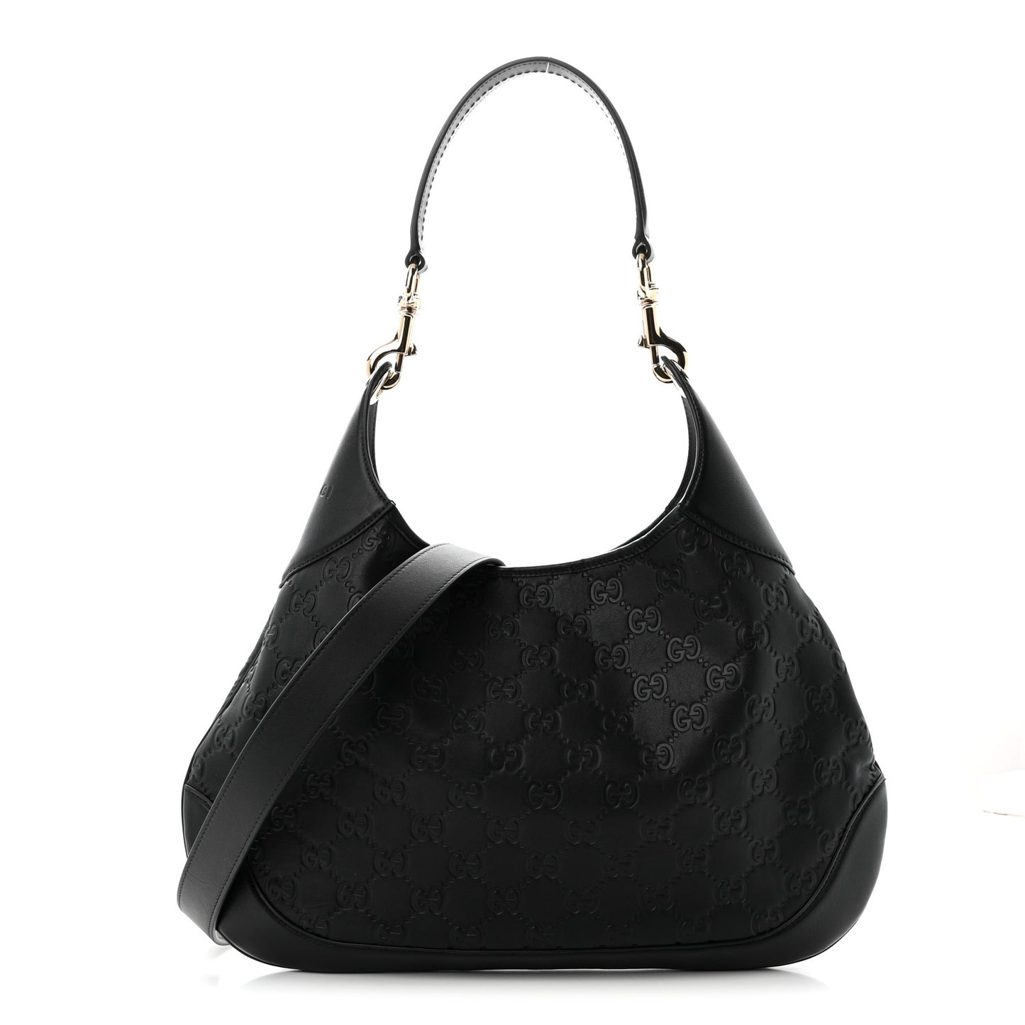 GG Calfskin Embossed B Medium Shoulder Bag Arabella Black
