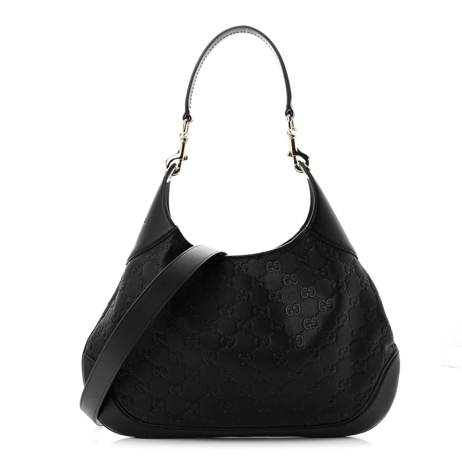 Gucci GG Calfskin Embossed B Medium Shoulder Bag Arabella Black 1 of 10
