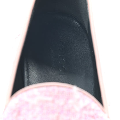 Gucci Wool Tweed Horsebit Womens Jordaan Loafers 40.5 Pink White Perfect Pink 7 of 8