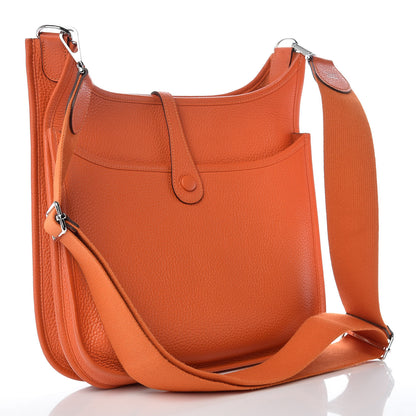 Hermes Taurillon Clemence Evelyne III PM Orange 3 of 9
