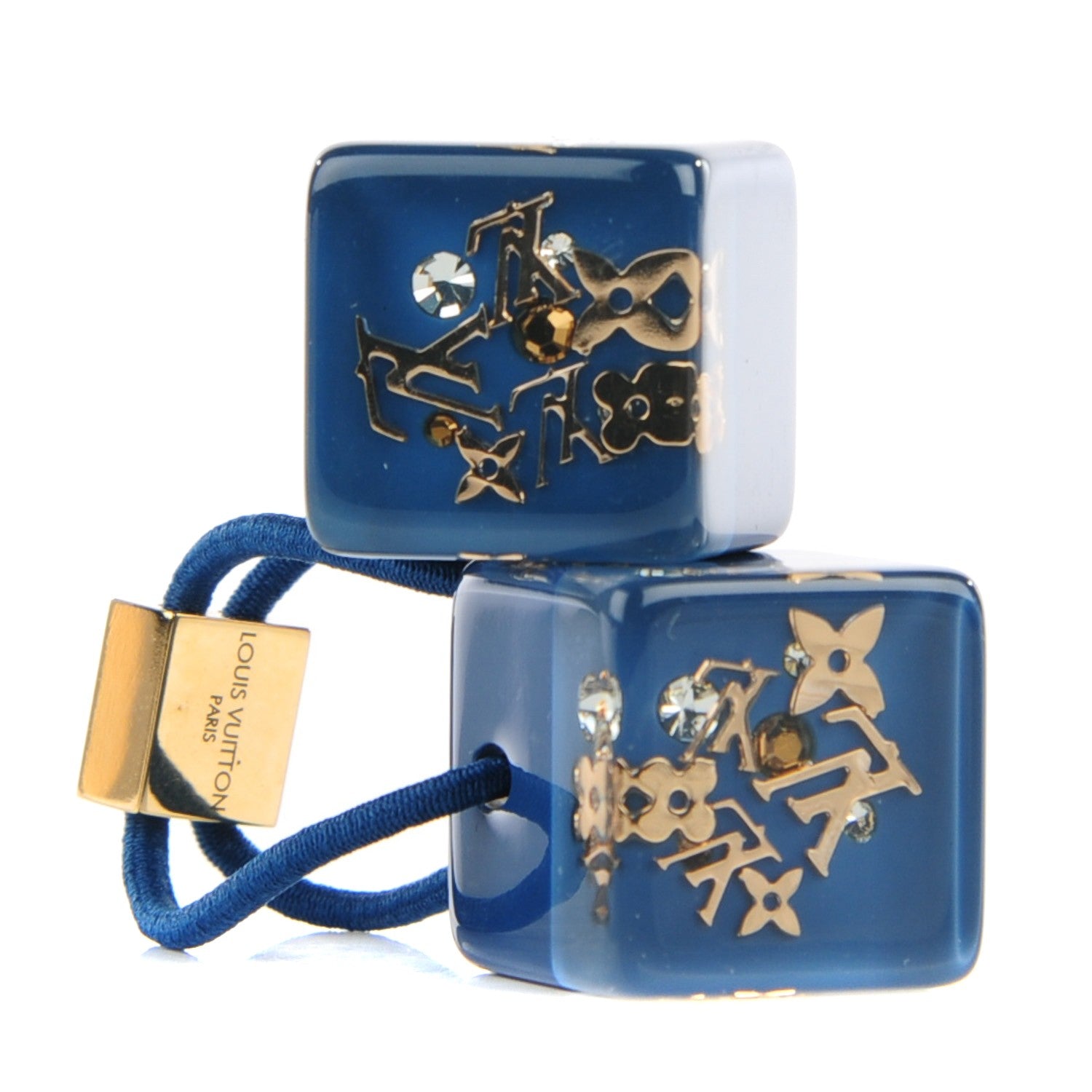 Louis Vuitton Swarovski Crystal Resin Inclusion Hair Cubes Blue 1 of 5