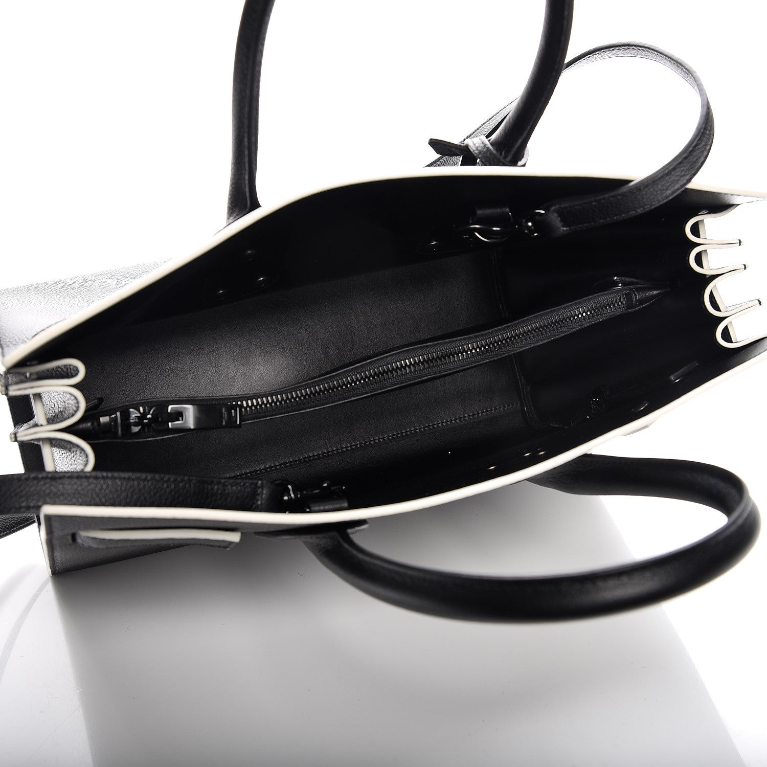 Saint Laurent Grained Calfskin Topstitch Small Sac De Jour Black Porcelain 6 of 10