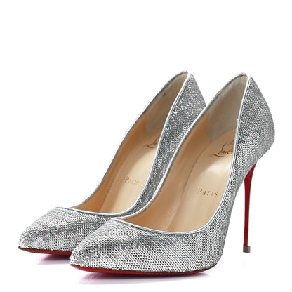 Christian Louboutin Paillettes Hotfix Specchio Pigalle Follies 100 Pumps 36.5 Silver 3 of 6