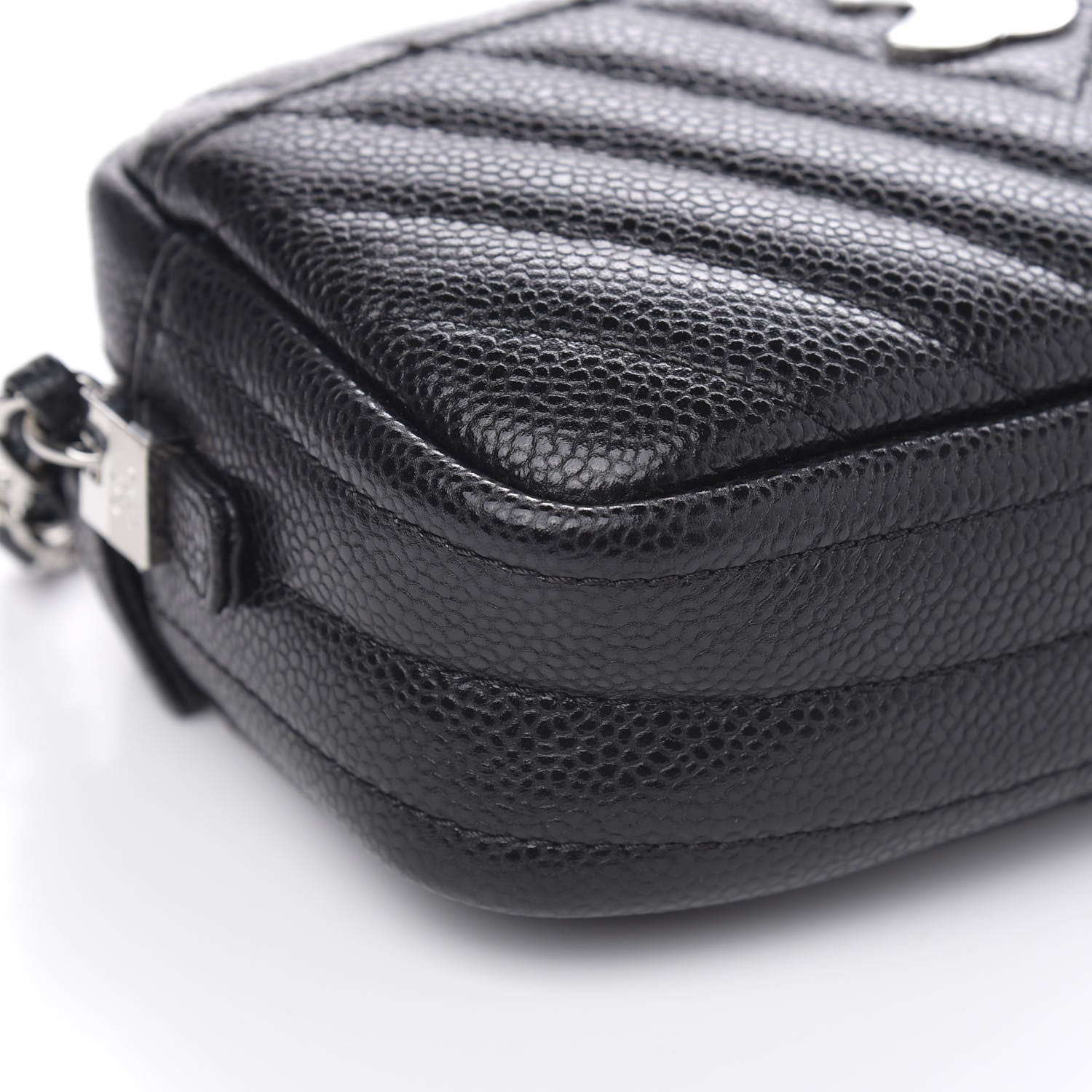 Chanel Caviar Chevron Quilted Camera Case Black 8 of 10