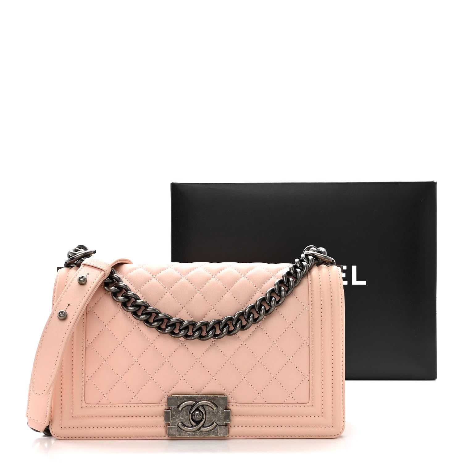 Chanel Calfskin Quilted Medium Boy Flap Light Pink 11 of 11