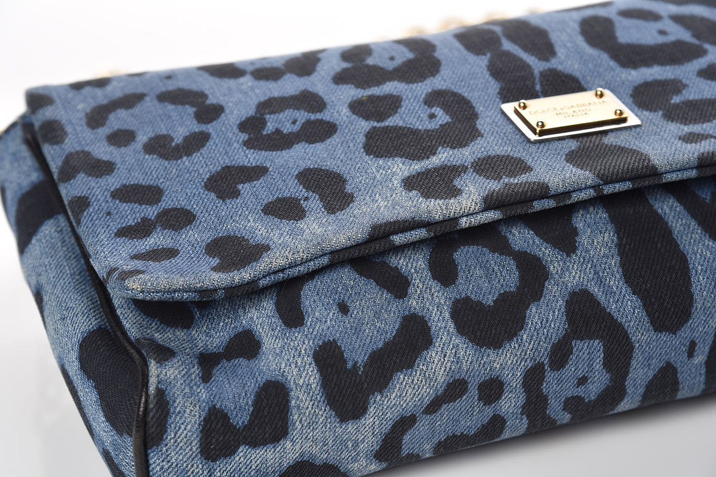 Denim Leopard Print Miss Martini Shoulder Bag Blue