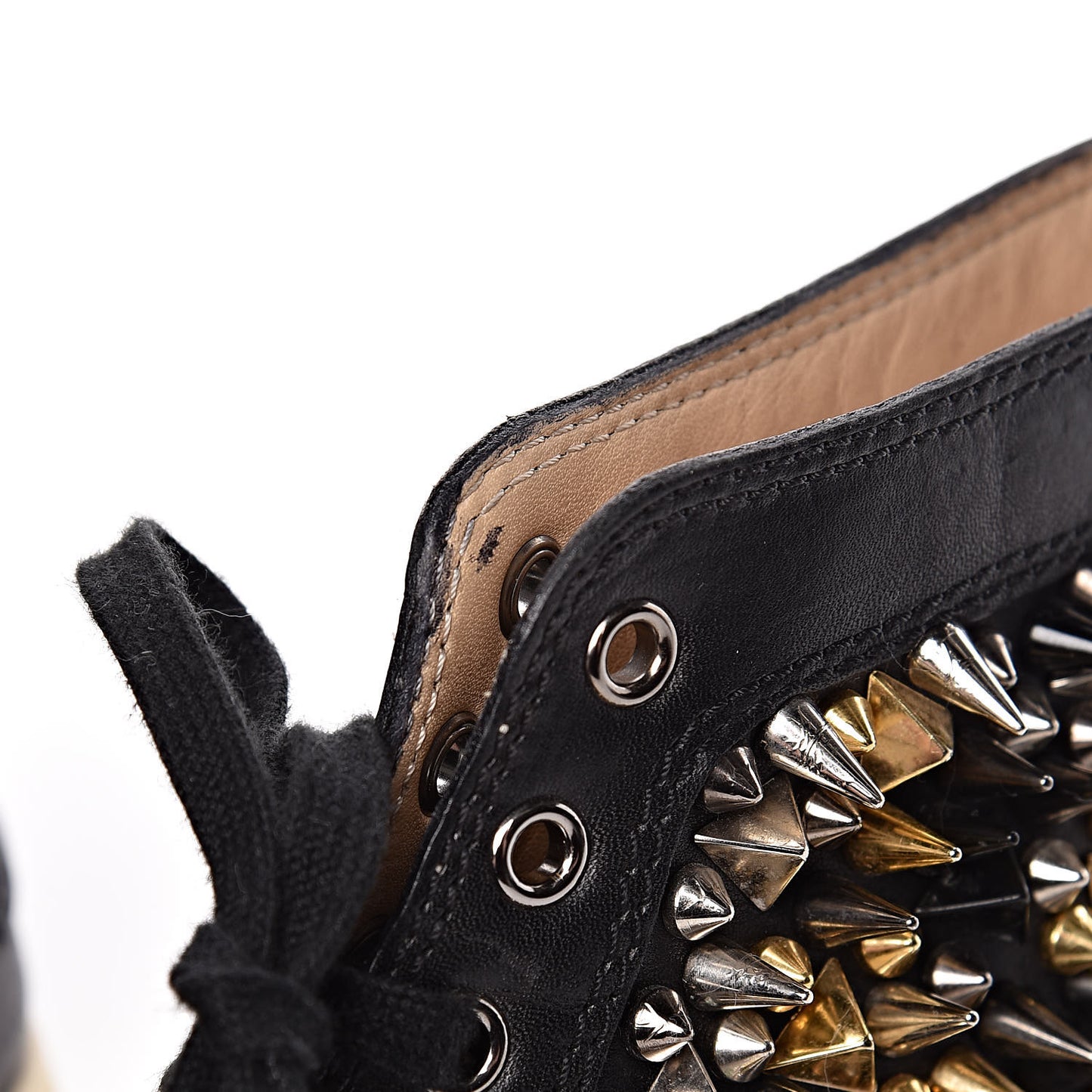Calfskin Mens Louis Pik Pik Spikes Flat Sneakers 39 Black