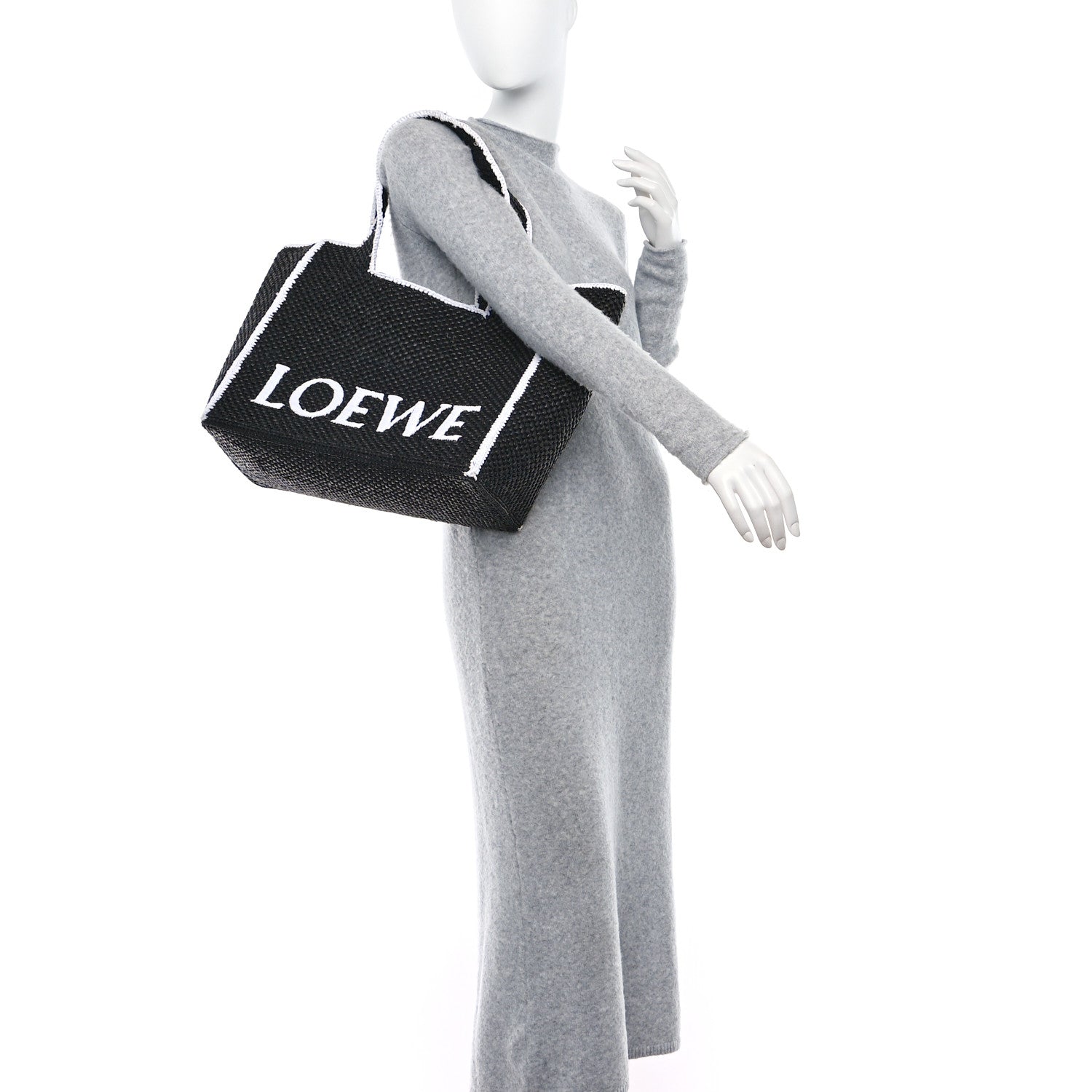 Loewe Raffia Large Paula's Ibiza Logo Tote Black White 2 of 8
