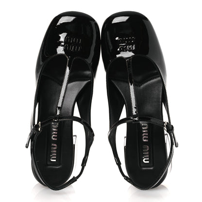 Miu Miu Vernice Slingback Mary Jane Pumps 37 Black 2 of 11