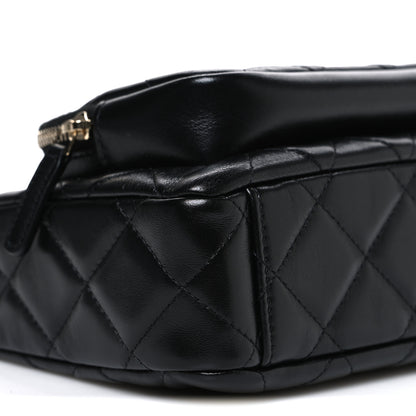 Chanel Shiny Crumpled Lambskin Quilted Small Preppy Pocket Clutch With Chain Black 9 of 11