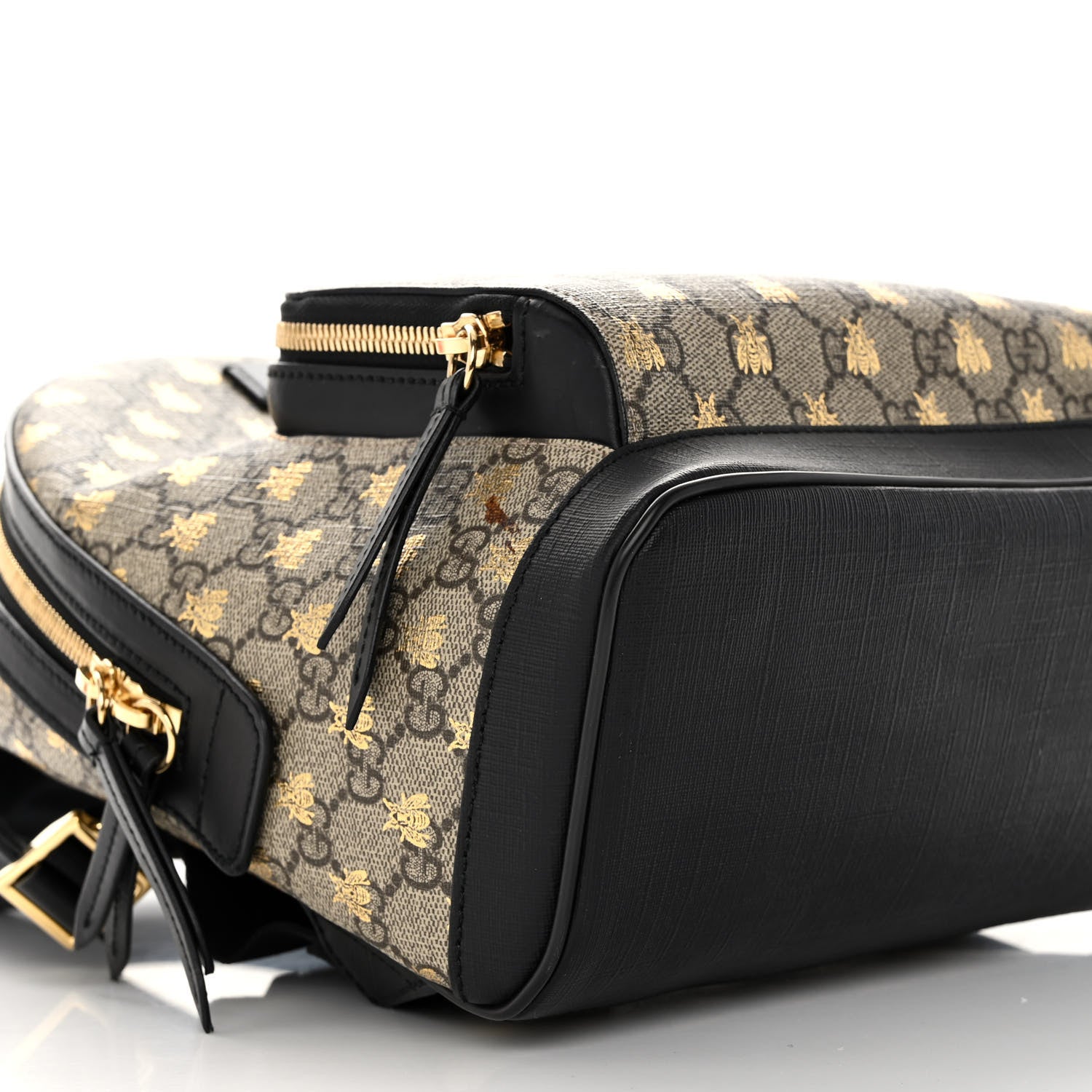 Gucci GG Supreme Monogram Bees Print Small Day Backpack Beige Oro Black 9 of 11