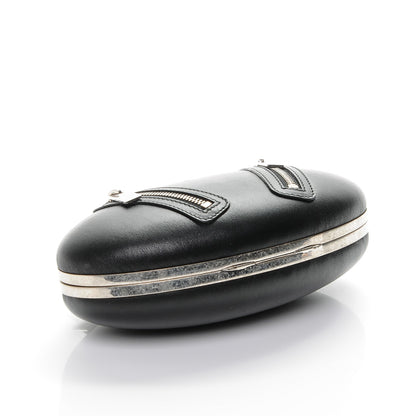 Alexander McQueen Nappa Skull Knuckle Oval Box Clutch Black 4 of 12