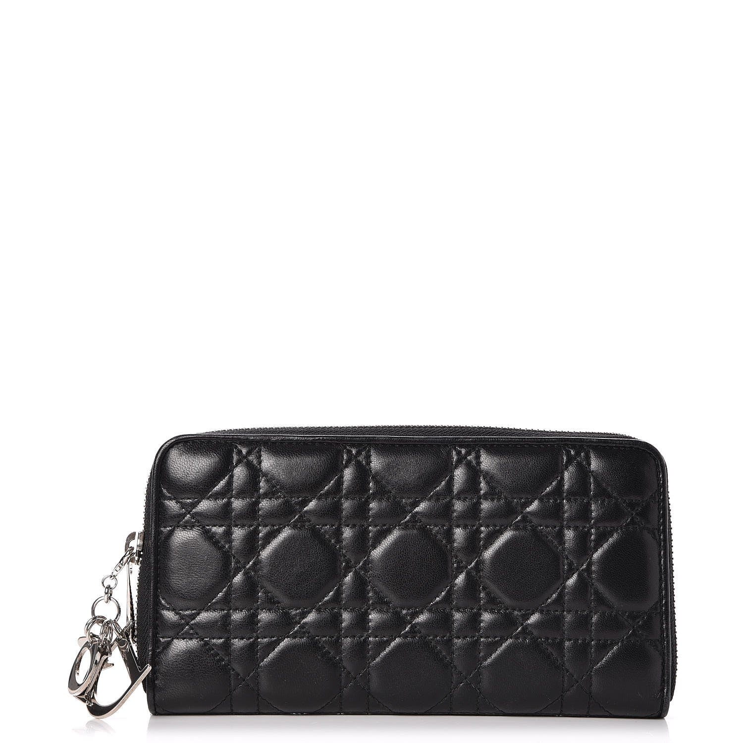 Christian Dior Lambskin Cannage Voyageur Wallet Black 1 of 7