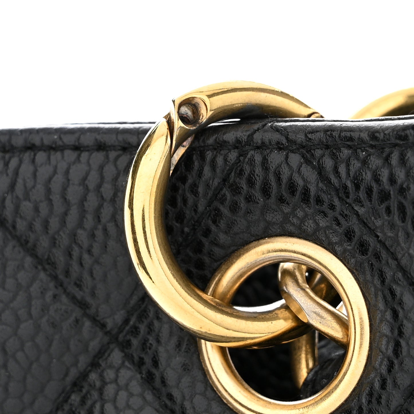 Caviar Quilted Petit Shopping Tote PST Black
