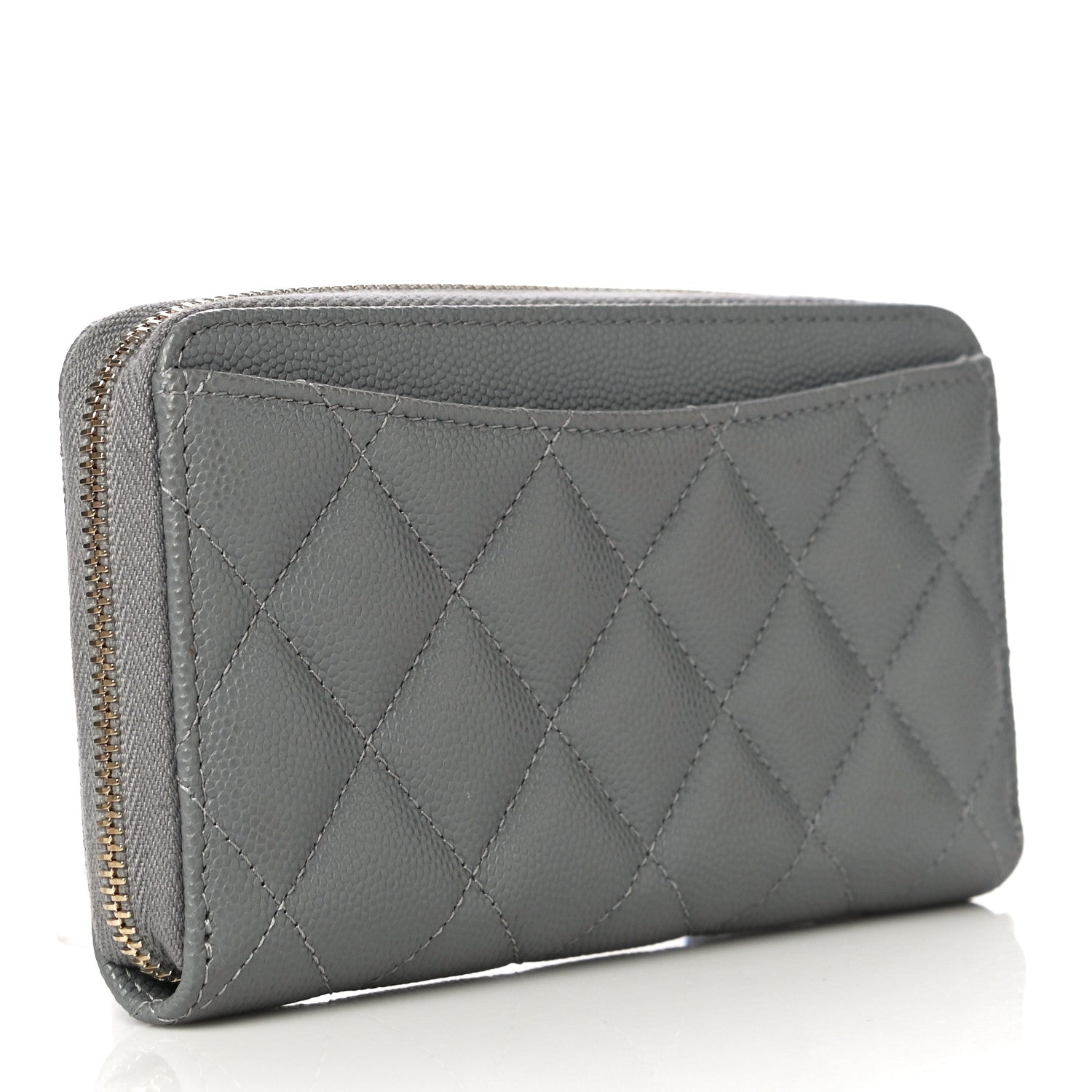 Chanel Caviar Quilted Small Gusset Zip Around Wallet Grey 3 of 12