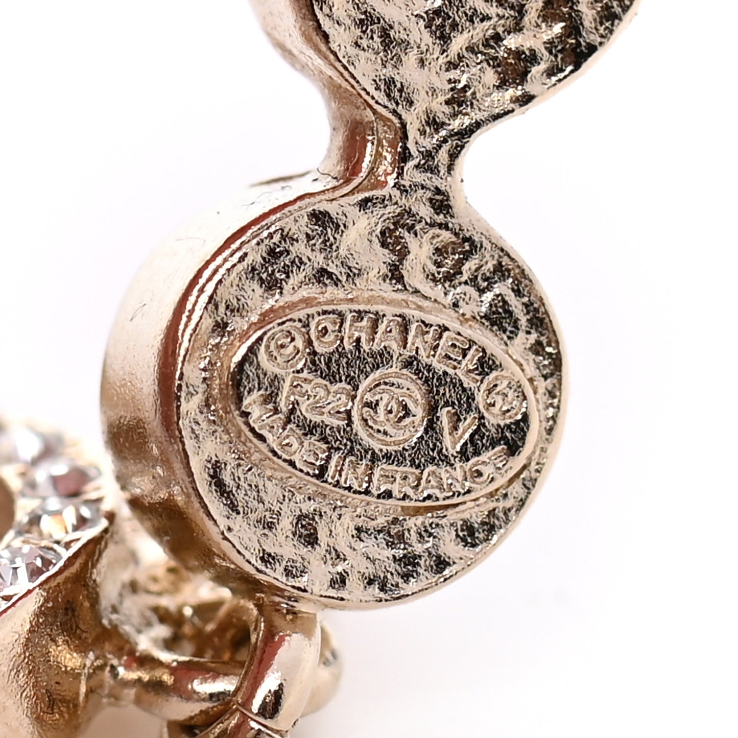 Crystal CC Drop Earrings Gold