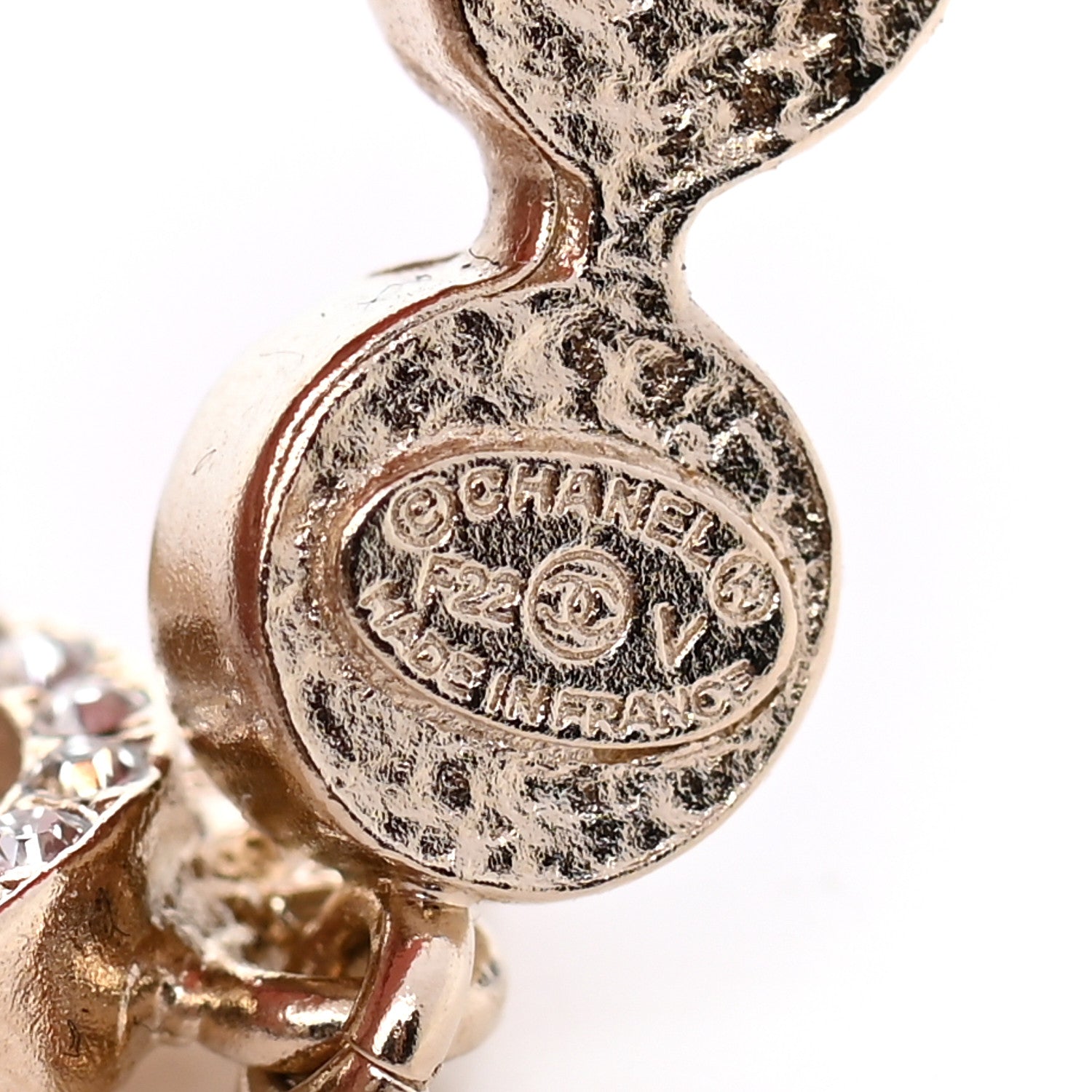 Chanel Crystal CC Drop Earrings Gold 4 of 5