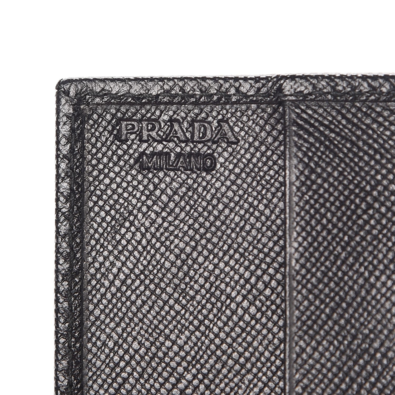 Prada Saffiano Bi-Fold Card Holder Wallet Black 6 of 8