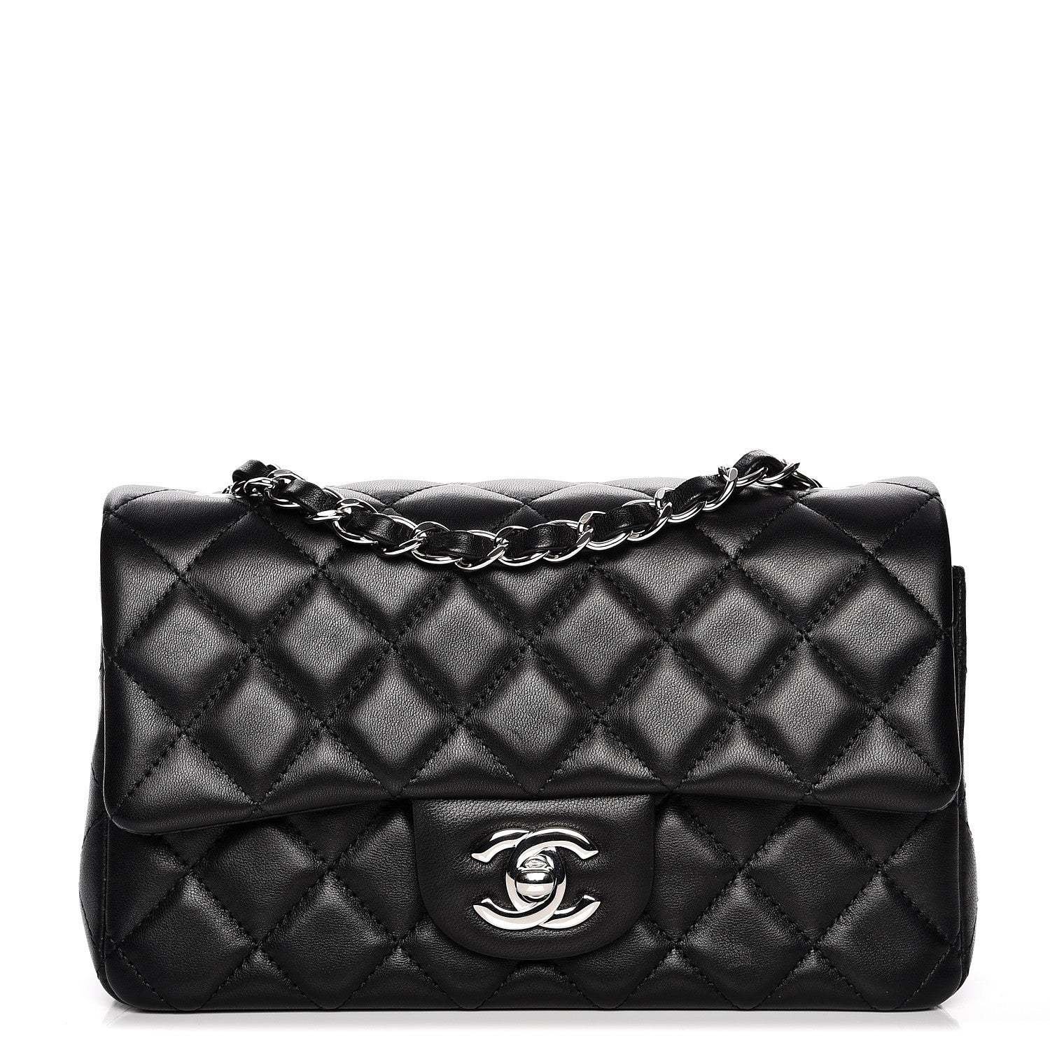 Chanel Lambskin Quilted Mini Rectangular Flap Black 1 of 8