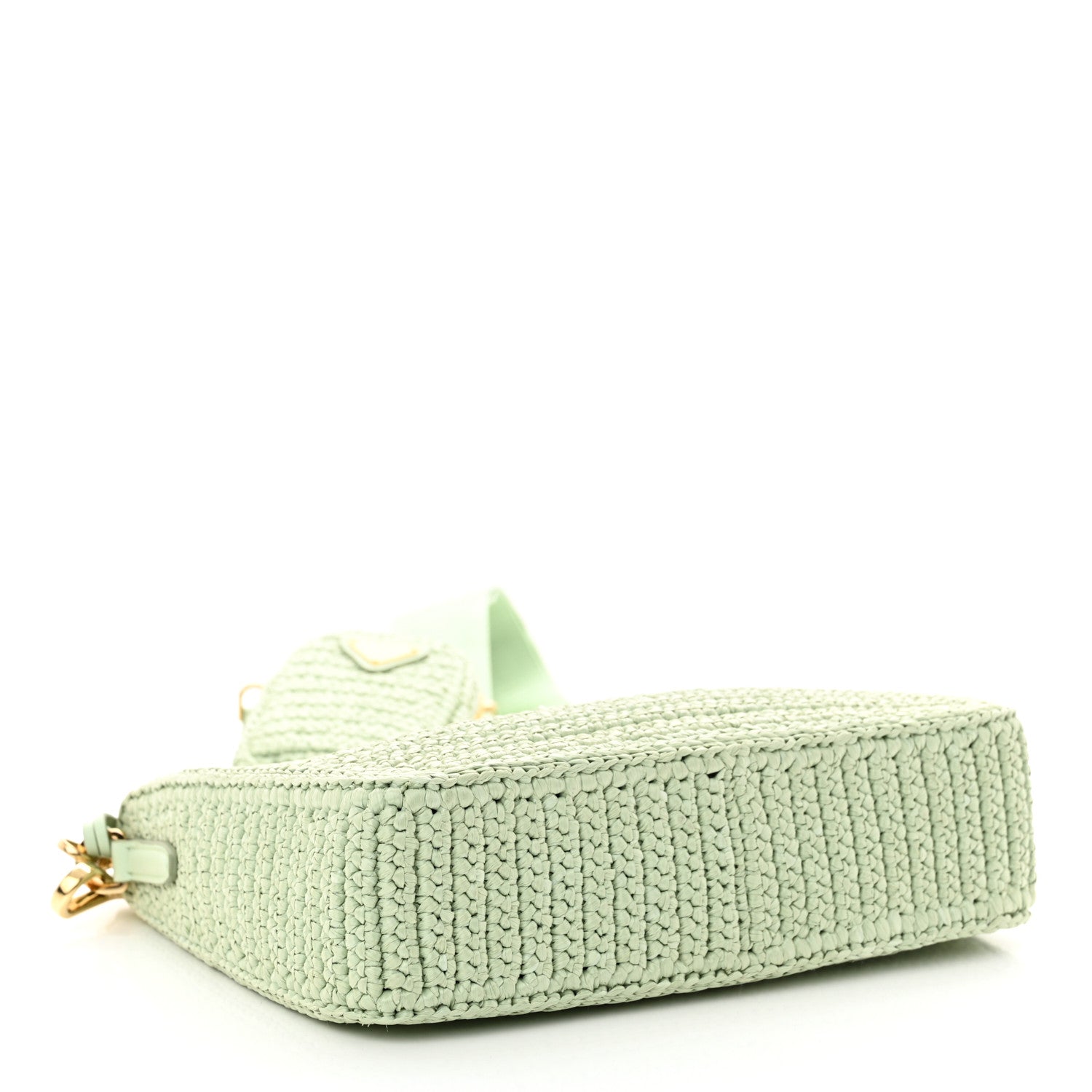 Prada Yarn Raffia Effect Crochet Re-Edition 2005 Shoulder Bag Acqua 4 of 13