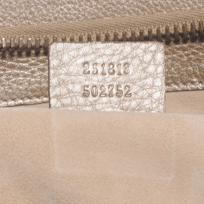 Gucci Metallic Pebbled Calfskin Medium 1973 Top Handle Satchel Golden Beige 7 of 8