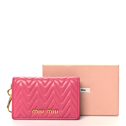 Miu Miu Nappa Impunture Flap Card Holder Key Ring Magenta 11 of 11