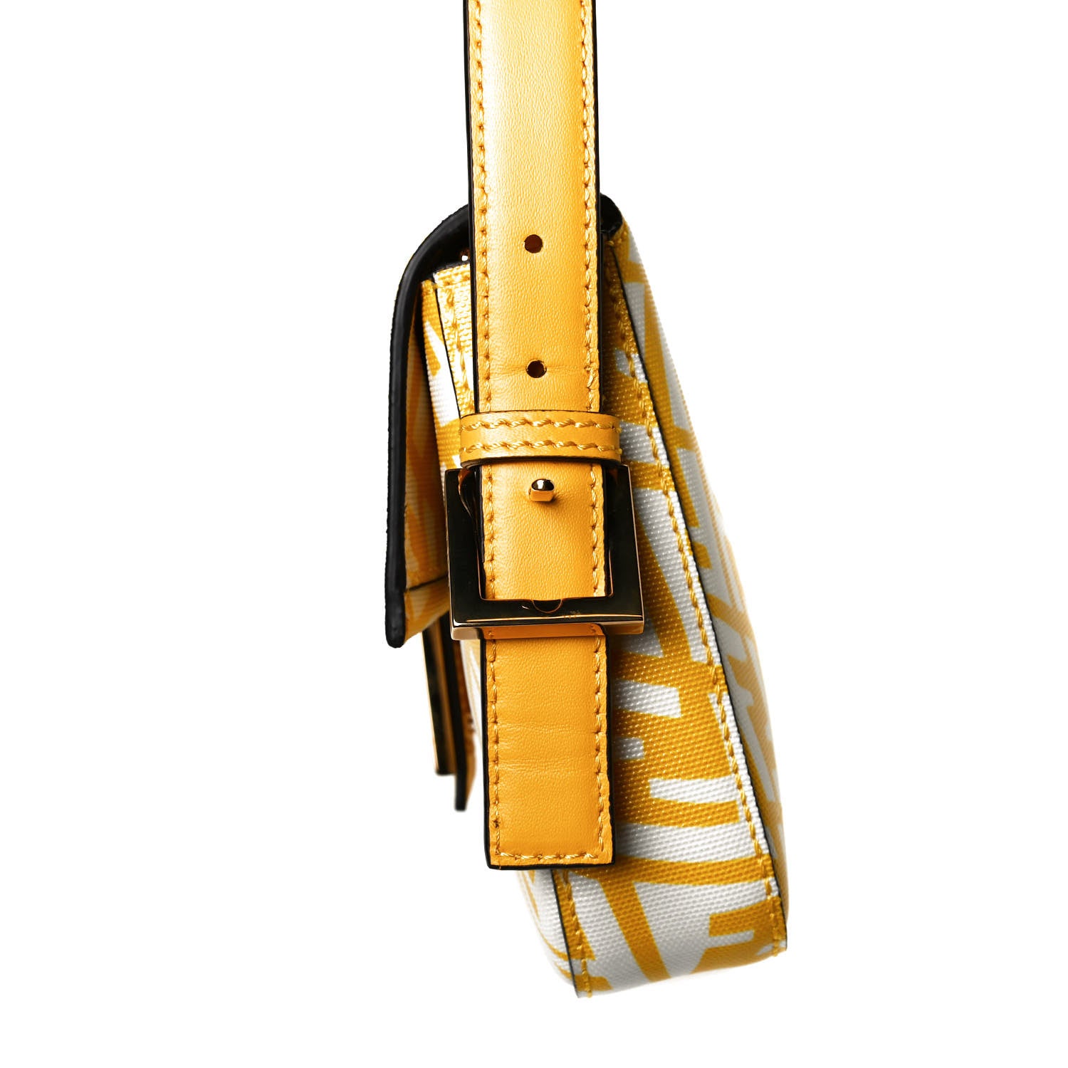 Fendi X SARAH COLEMAN Glazed Canvas Vitello King FF Vertigo Baguette 1997 Mimosa White 19 of 21