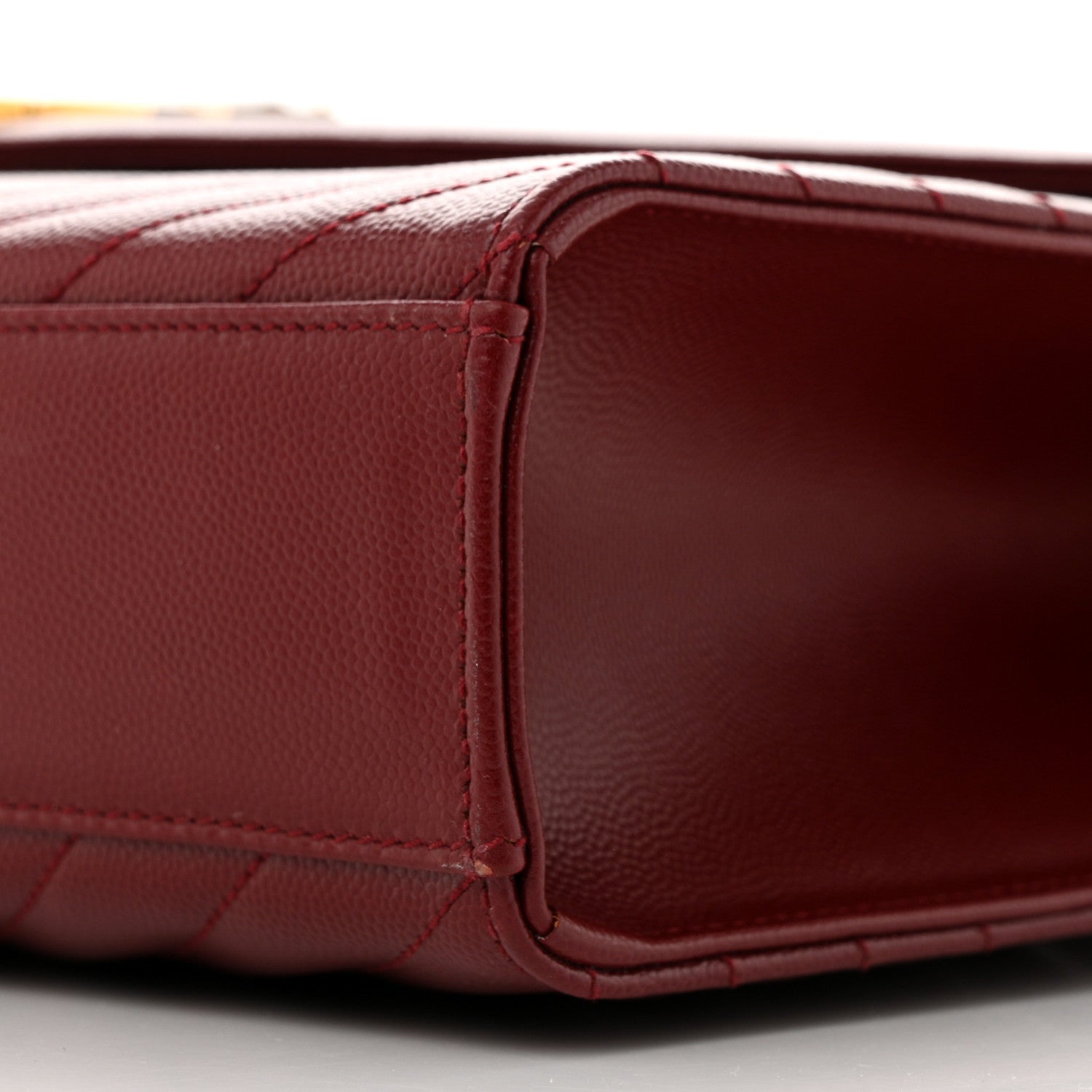 Saint Laurent Grain De Poudre Matelasse Chevron Large Monogram Satchel Oxblood 10 of 10