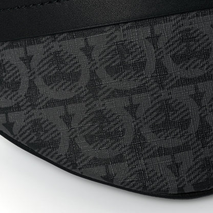 Salvatore Ferragamo Gancini Monogram Calfskin Waist Bag Black Grey 7 of 11
