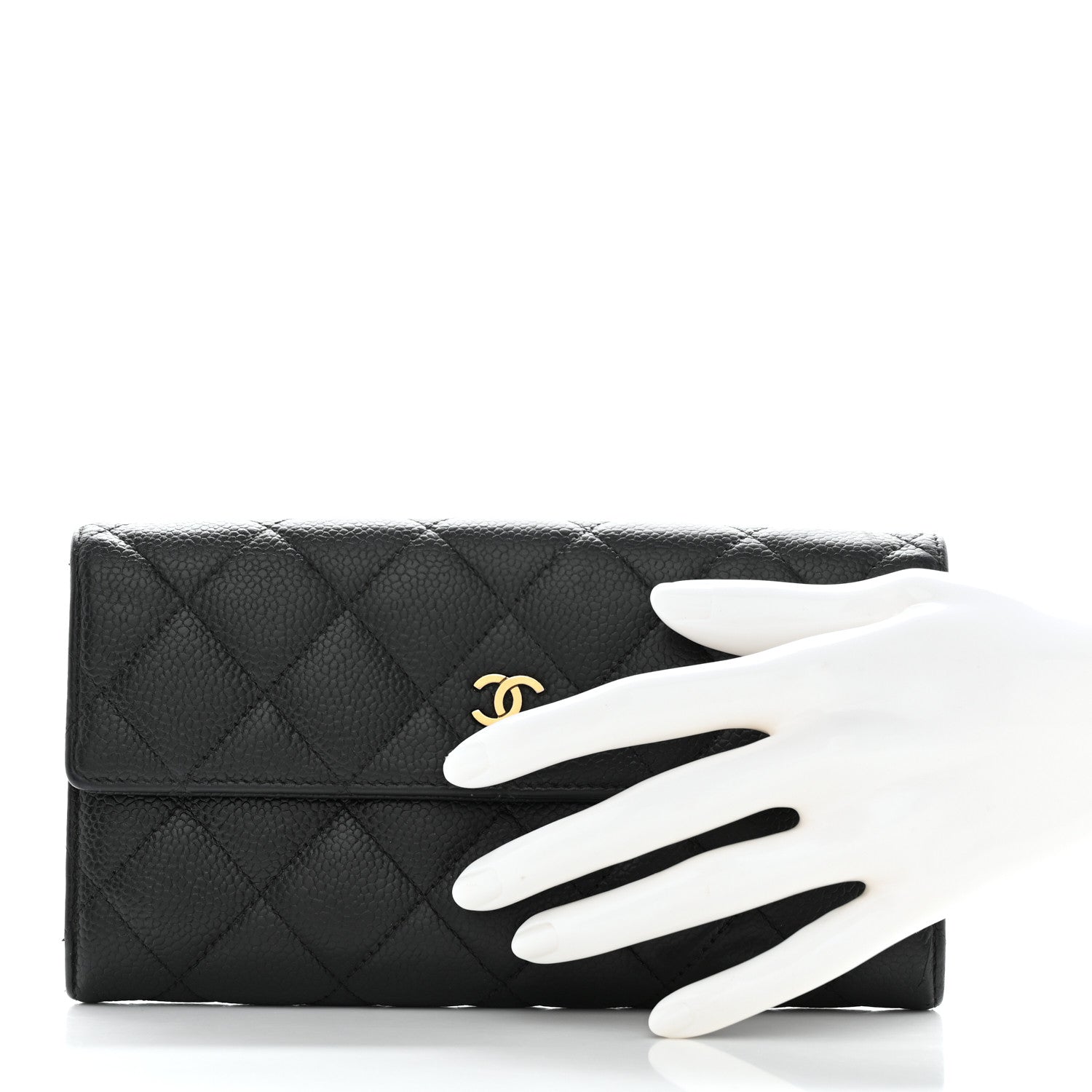 Chanel Caviar Quilted Large Gusset Flap Wallet Black 2 of 9