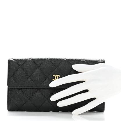 Chanel Caviar Quilted Large Gusset Flap Wallet Black 2 of 9
