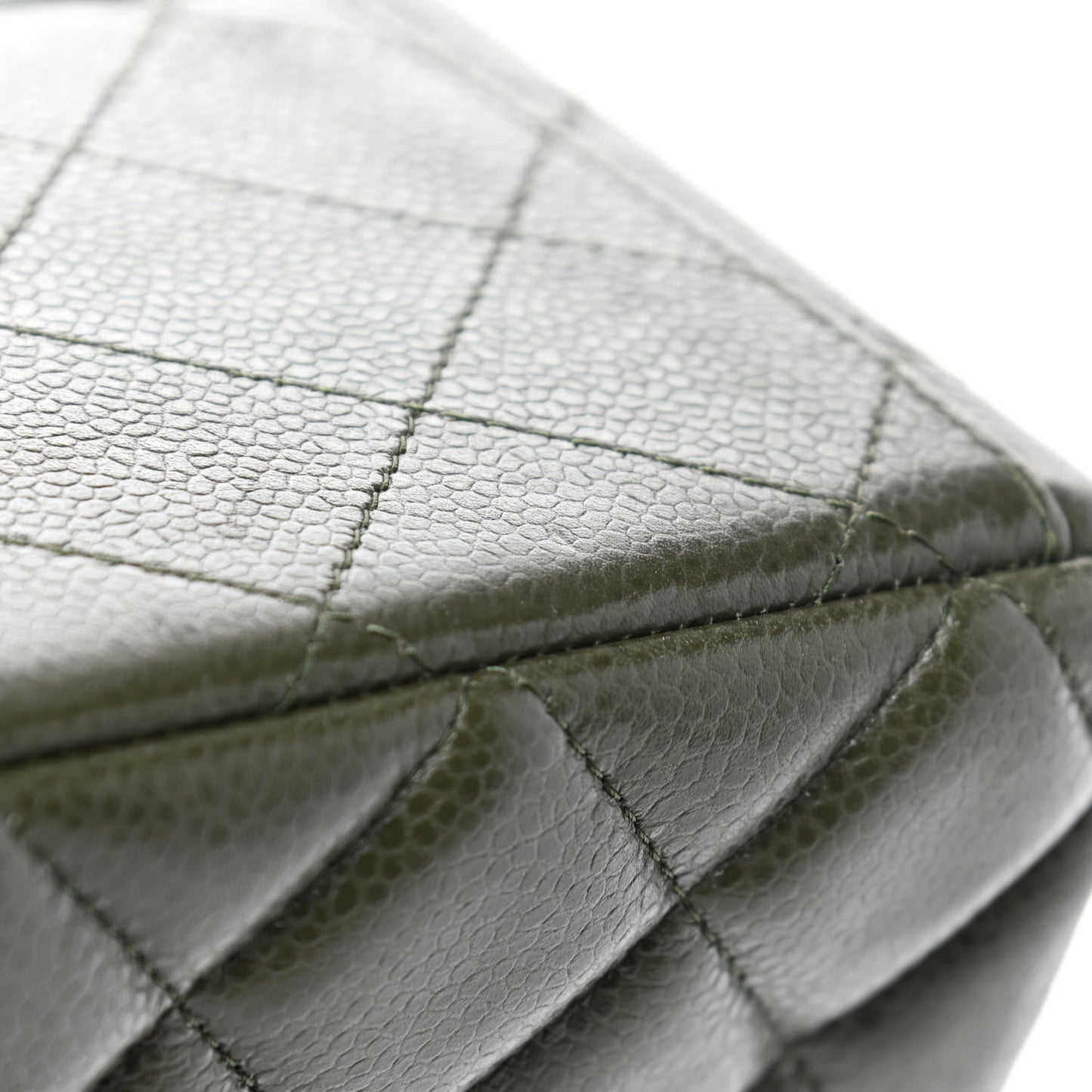 Caviar Quilted Maxi Double Flap Dark Green