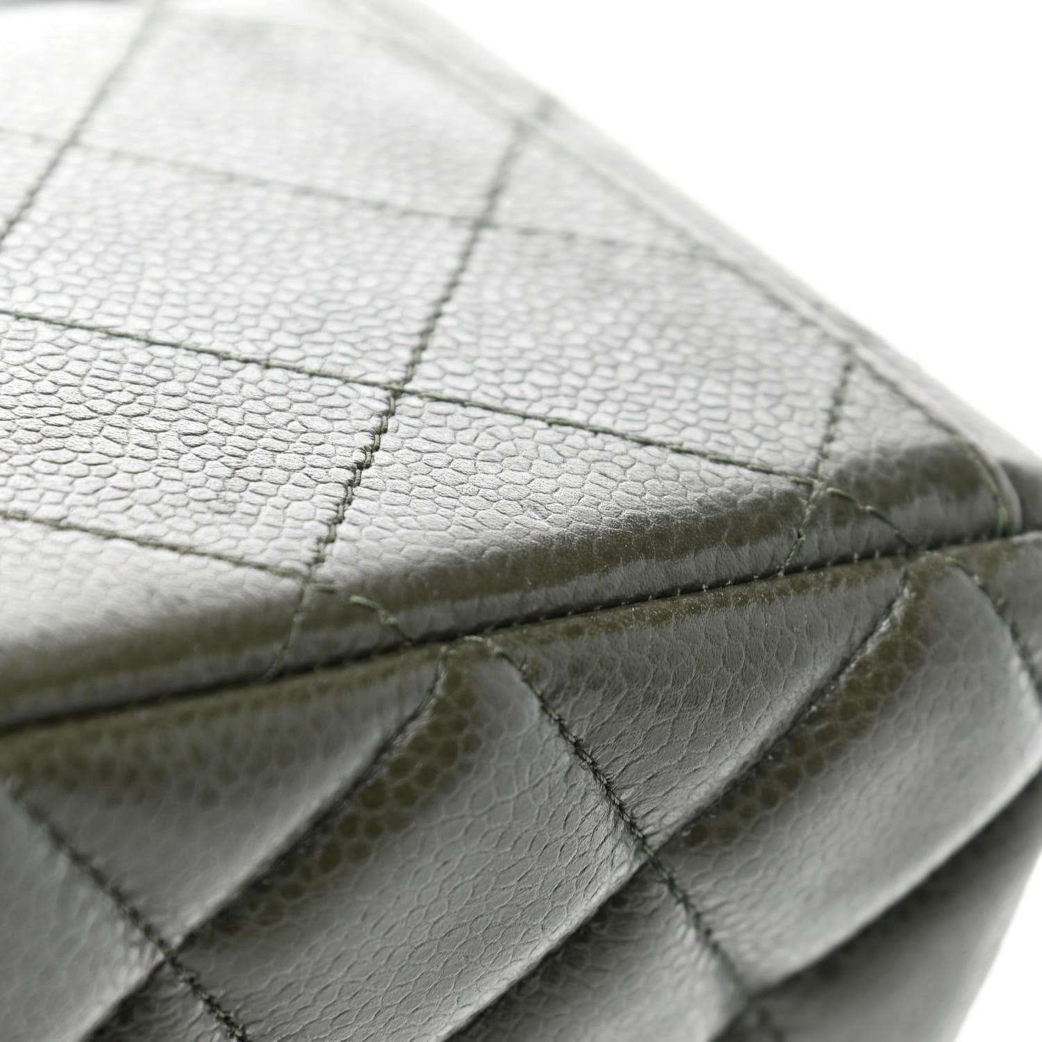 Chanel Caviar Quilted Maxi Double Flap Dark Green 7 of 15