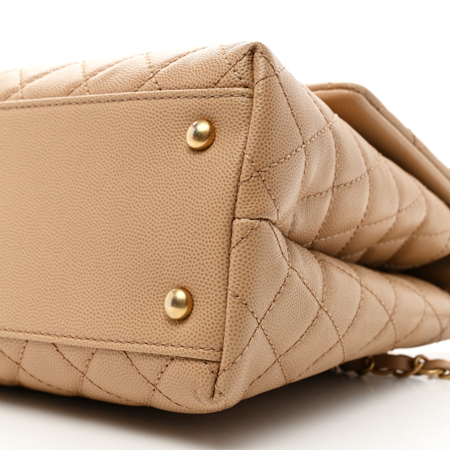 Caviar Quilted Medium Coco Handle Flap Beige