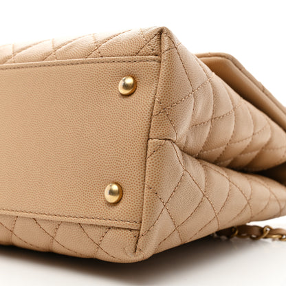 Chanel Caviar Quilted Medium Coco Handle Flap Beige 11 of 11