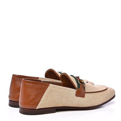 Gucci Canvas Web Mens Brixton Horsebit Loafers 8 Sand Light Cuir 4 of 9