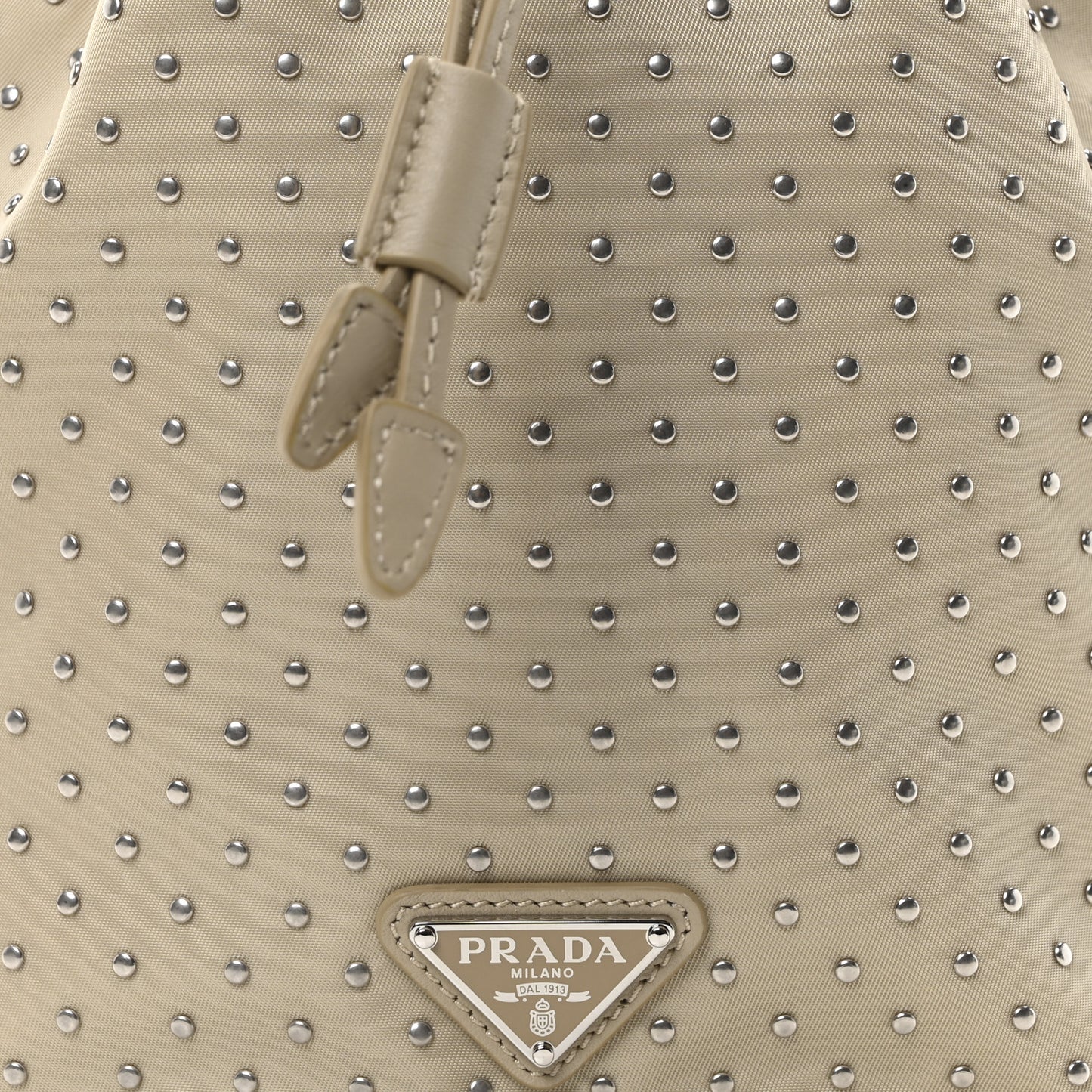 Re-Nylon Saffiano Studded Mini Re-Edition 1978 Bucket Bag Deserto
