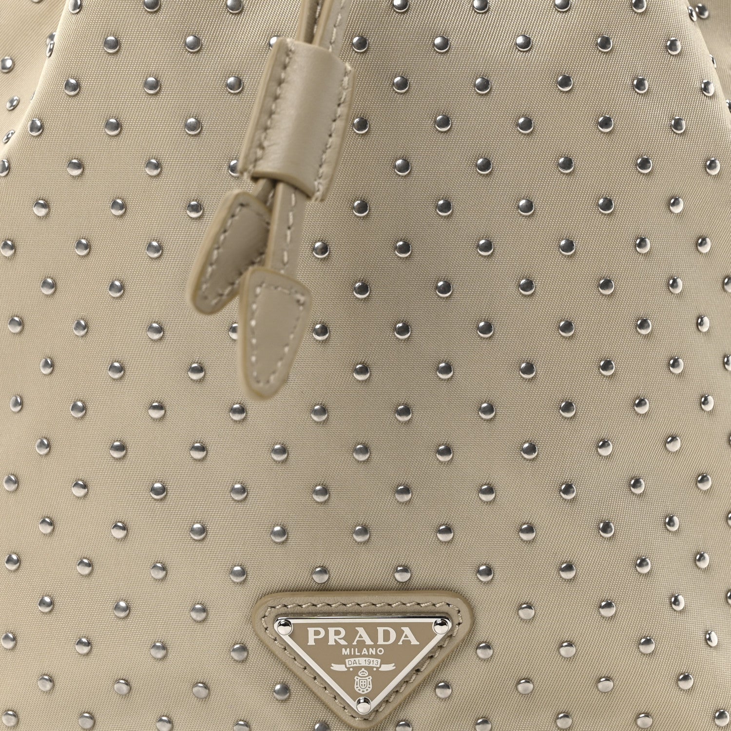 Prada Re-Nylon Saffiano Studded Mini Re-Edition 1978 Bucket Bag Deserto 8 of 10