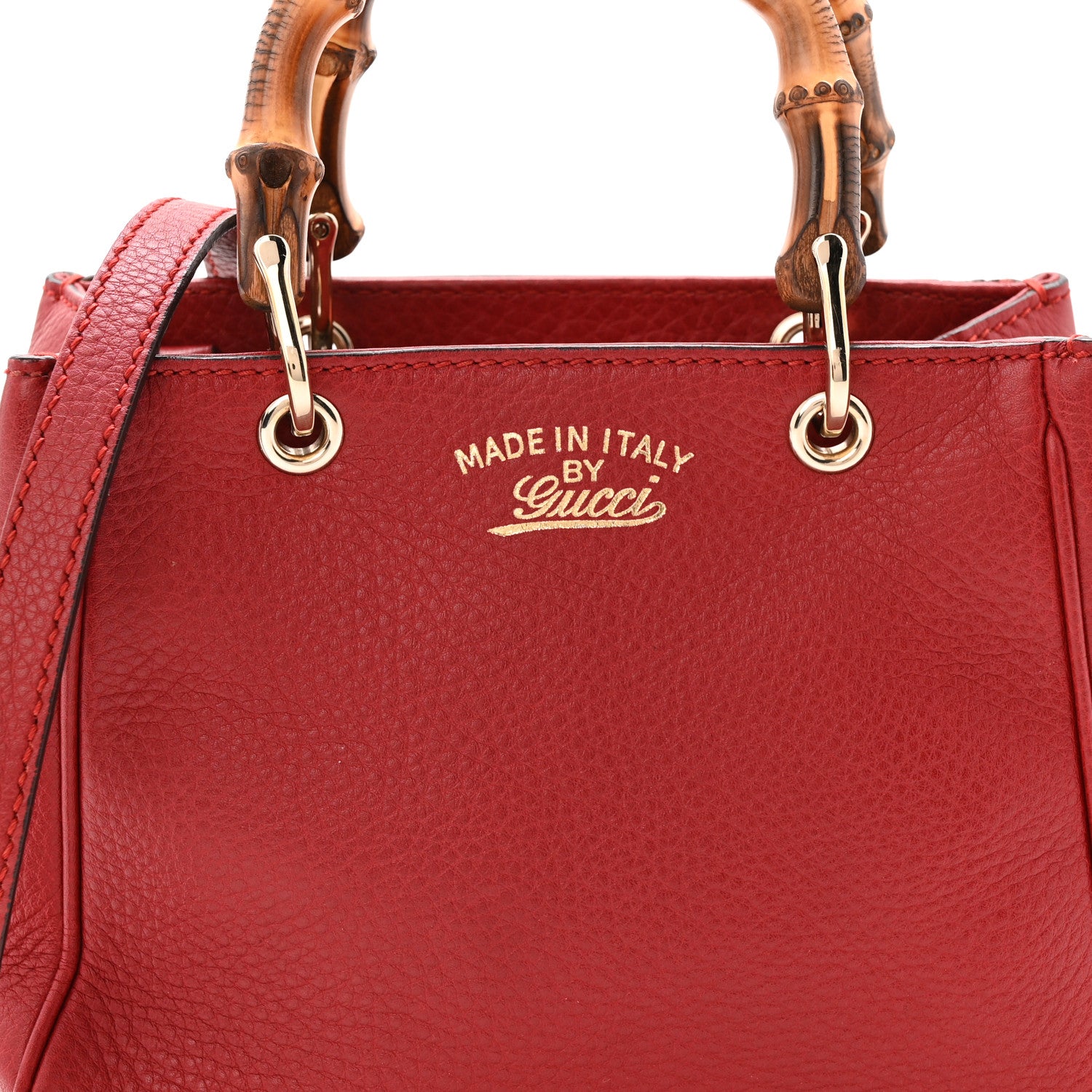 Gucci Calfskin Mini Bamboo Shopper Tote Red 15 of 19