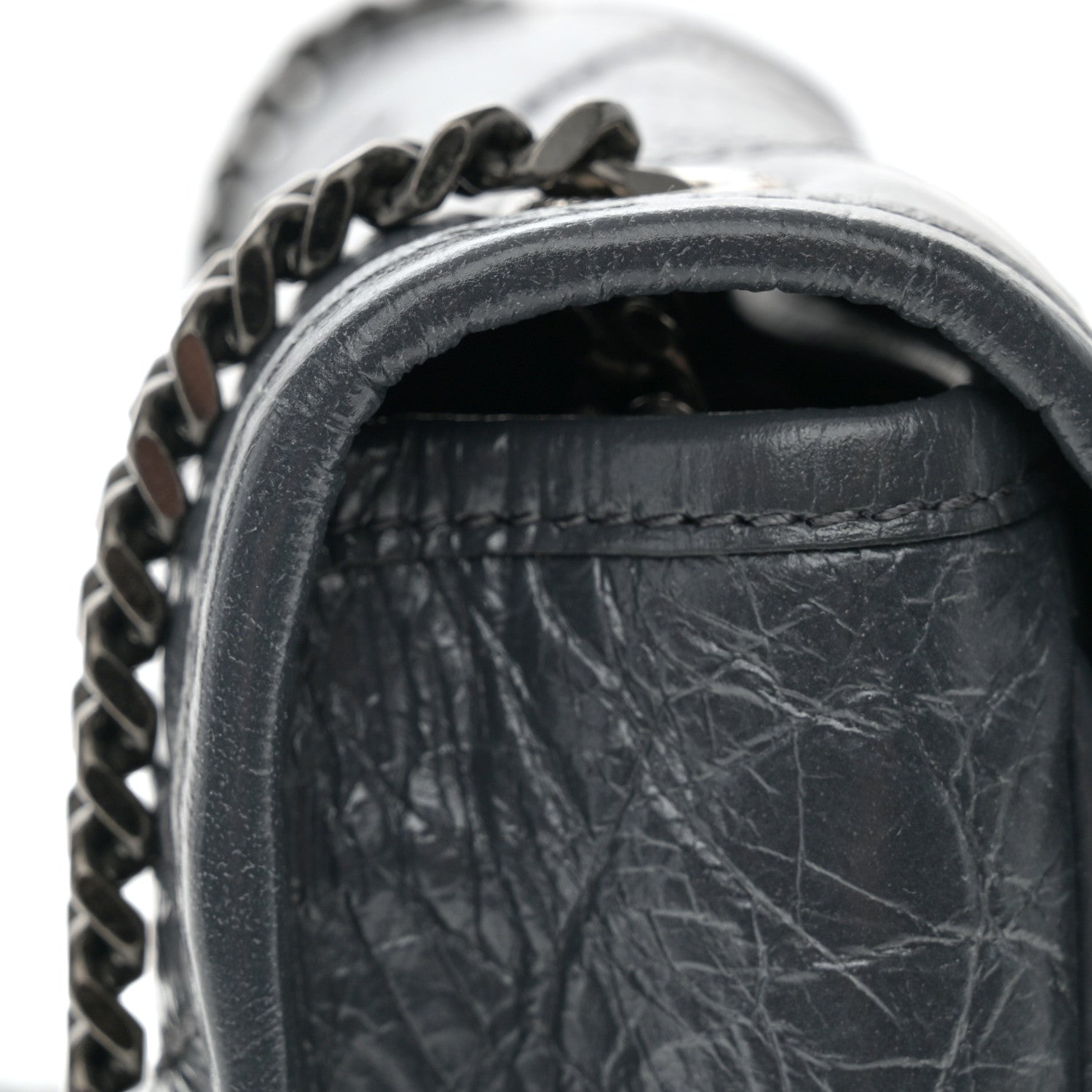 Saint Laurent Crinkled Calfskin Matelasse Monogram Niki Chain Wallet Dark Smog 11 of 11