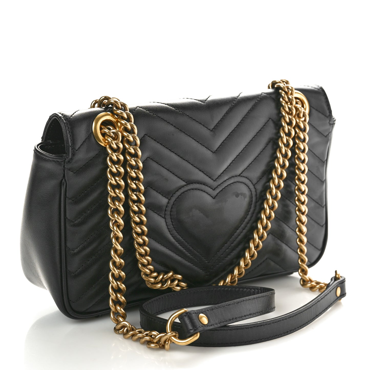 Calfskin Matelasse Small GG Marmont Shoulder Bag Black