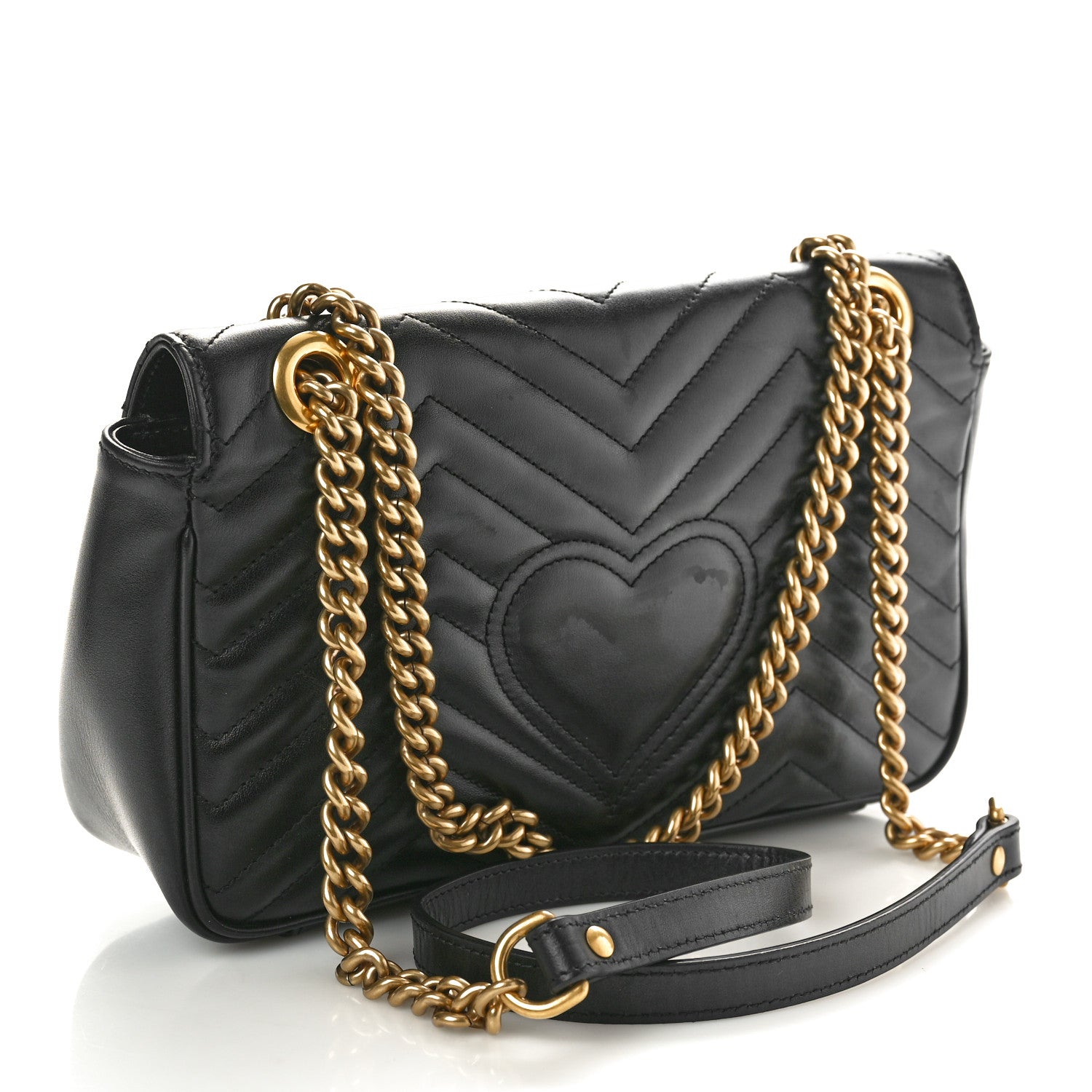 Gucci Calfskin Matelasse Small GG Marmont Shoulder Bag Black 3 of 11