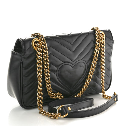 Gucci Calfskin Matelasse Small GG Marmont Shoulder Bag Black 3 of 11