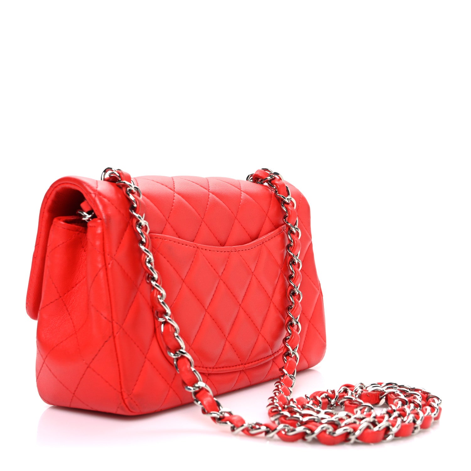 Chanel Lambskin Quilted Mini Rectangular Flap Red 3 of 11