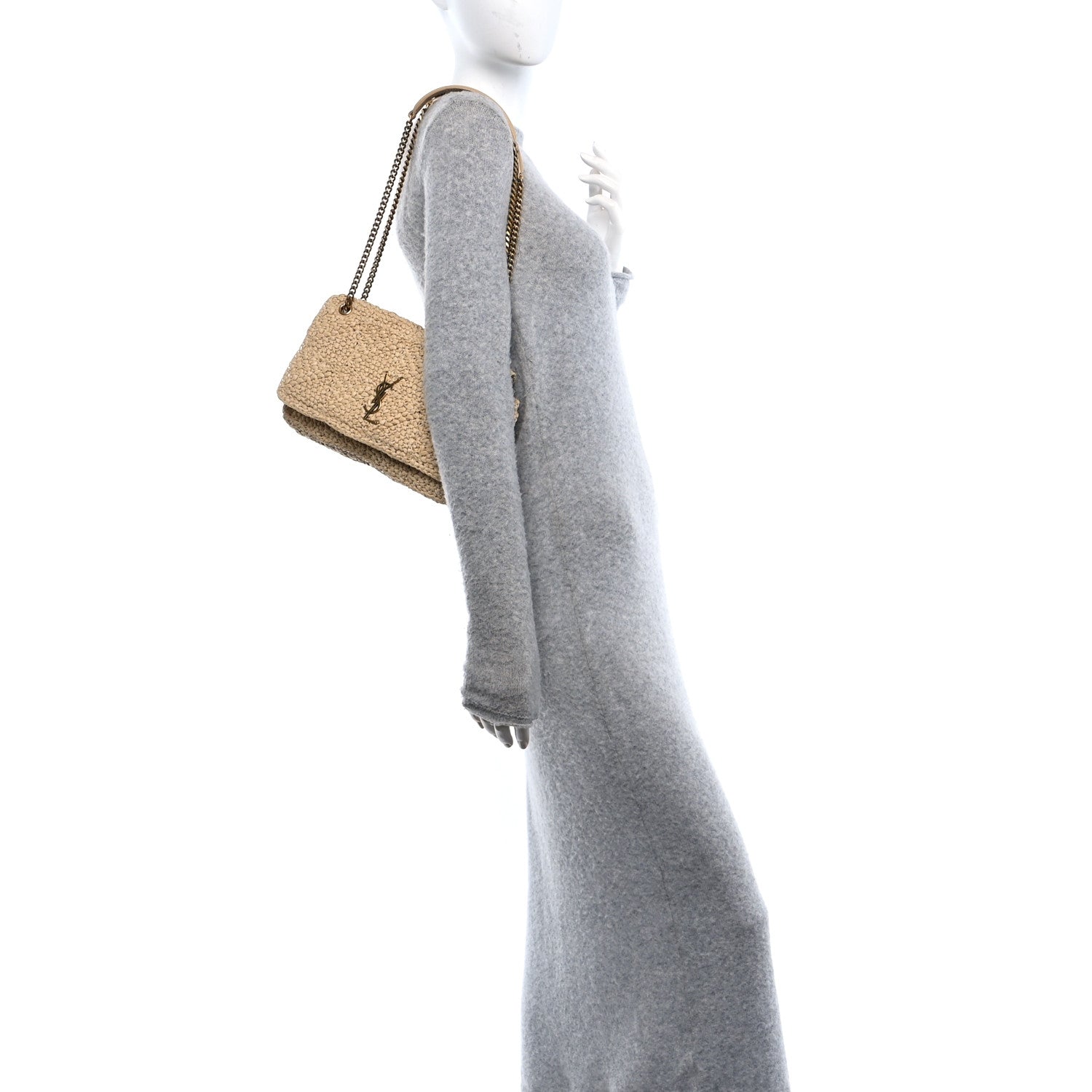Saint Laurent Raffia Monogram Medium Jamie Natural Avorio 2 of 10