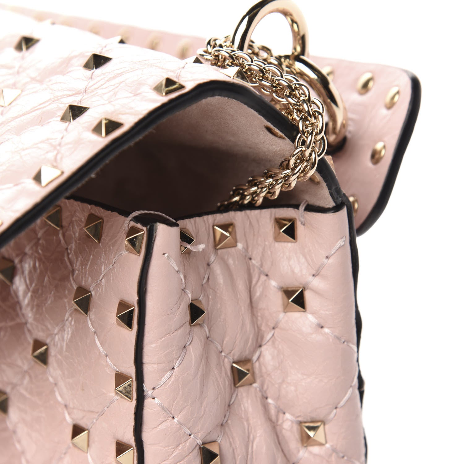 Valentino Garavani Craquele Nappa Medium Rockstud Spike Shoulder Bag Water Rose 9 of 10