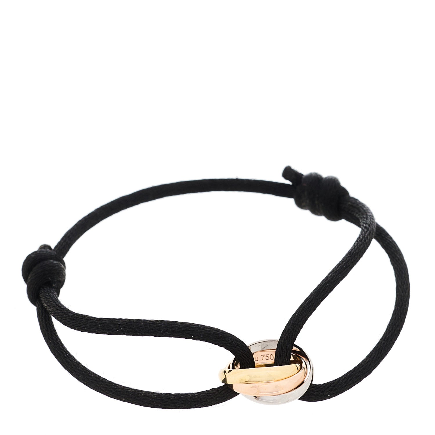 Cartier 18k Pink Yellow White Gold Trinity Adjustable Cord Bracelet Black 1 of 7