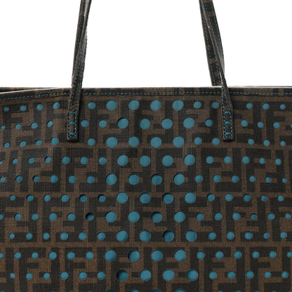 Fendi Zucca Spalmati Perforated Medium Roll Tote Tobacco Pavone 8 of 11