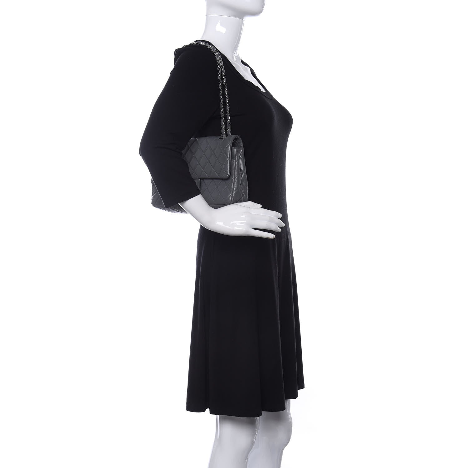 Chanel Lambskin Quilted Medium Double Flap Dark Grey 2 of 10